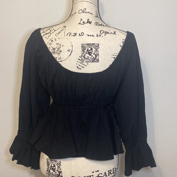 Free People Lykka Convertible Wrap Top Bell Sleeve Black XS NEW - Picture 4 of 7